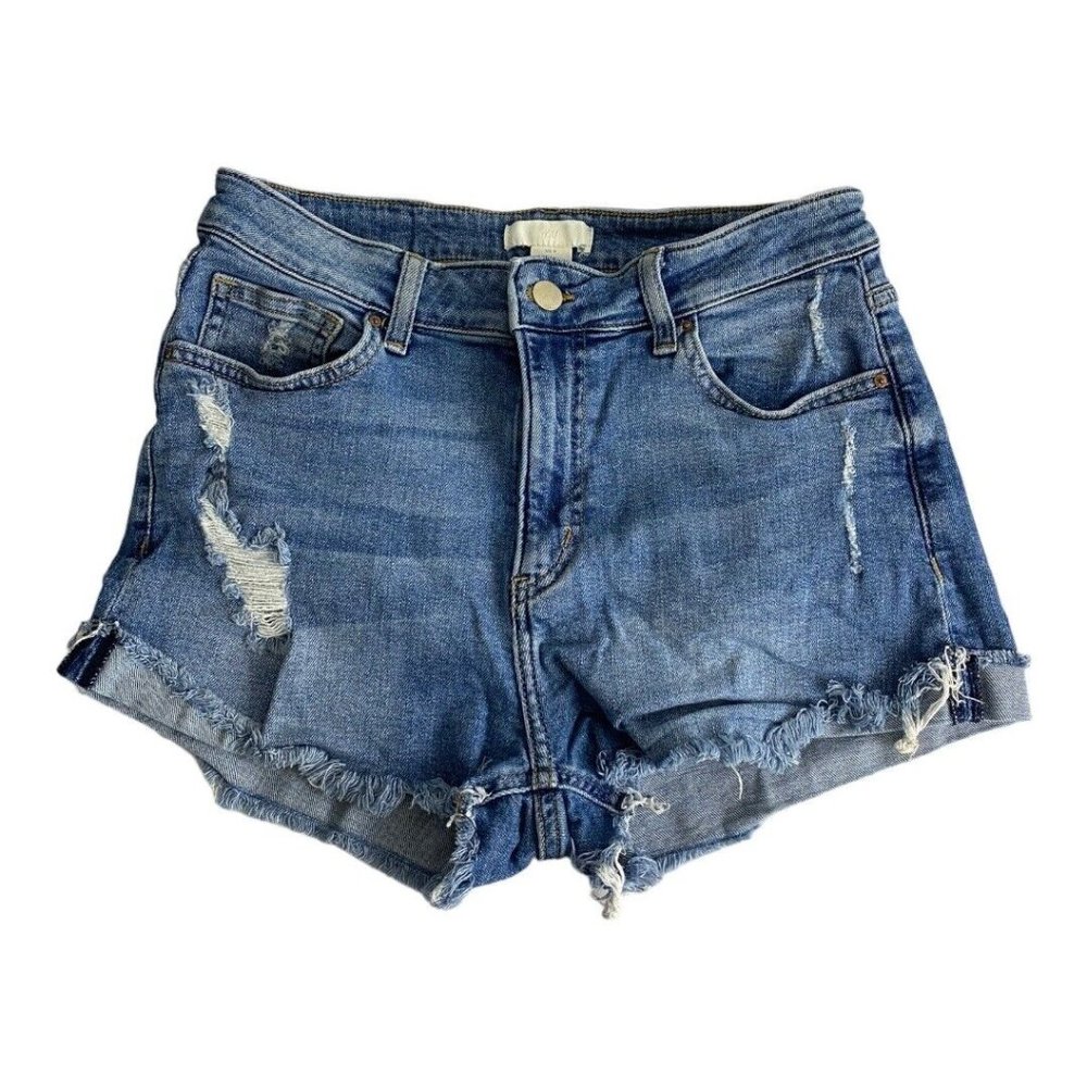 H & M Womens Shorts Adult Size 6 Distressed Raw Hem Stretch 2" Inseam Denim